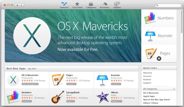 Descarga Mavericks desde la Mac App Store