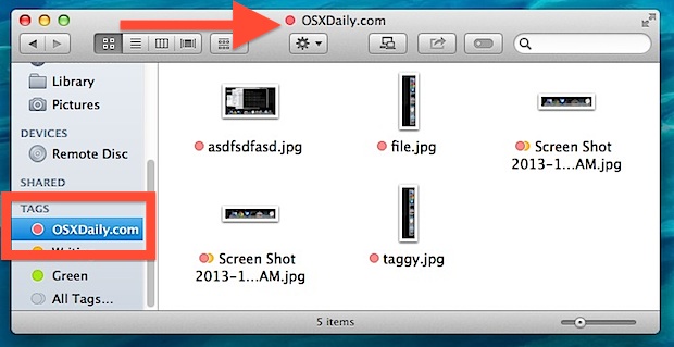 Ver archivos que coinciden con una etiqueta en Mac OS X Finder