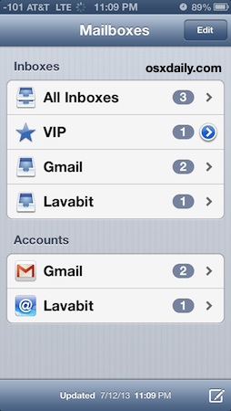 Mensajes recibidos Lavabit iOS Mail