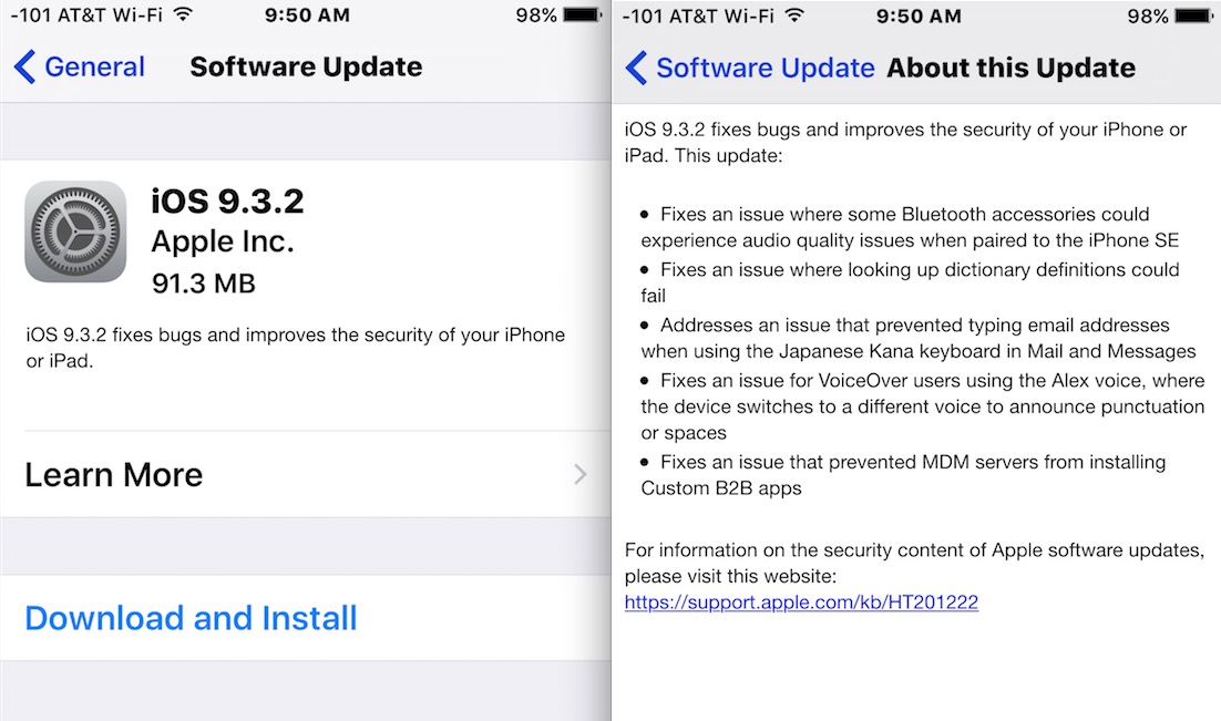 Descarga y actualiza iOS 9.3.2