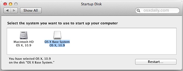 Seleccione el disco de inicio en las preferencias del sistema de Mac OS X