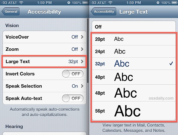 Cambiar el tamaño de fuente del correo electrónico en la aplicación Mail para iOS