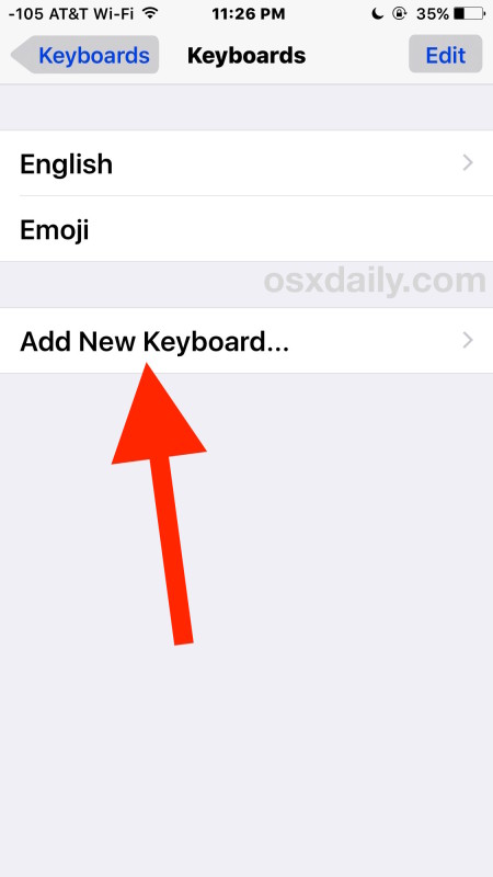 Agregar un nuevo teclado iOS