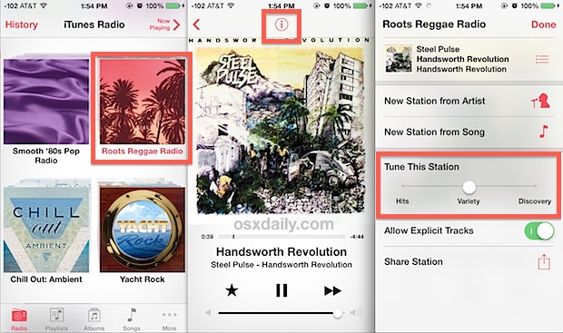 Ajusta el descubrimiento de canciones de iTunes Radio