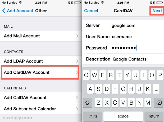 Sincronizar los contactos de Google / Gmail con un iPhone