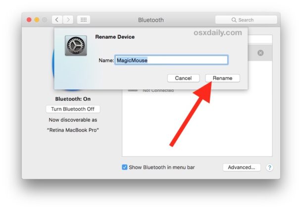 Cambiar el nombre de un mouse Apple Magic en Mac OS