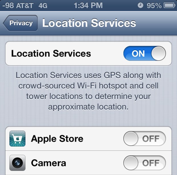 Deshabilitar los datos de ubicación de la cámara EXIF ​​en iPhone