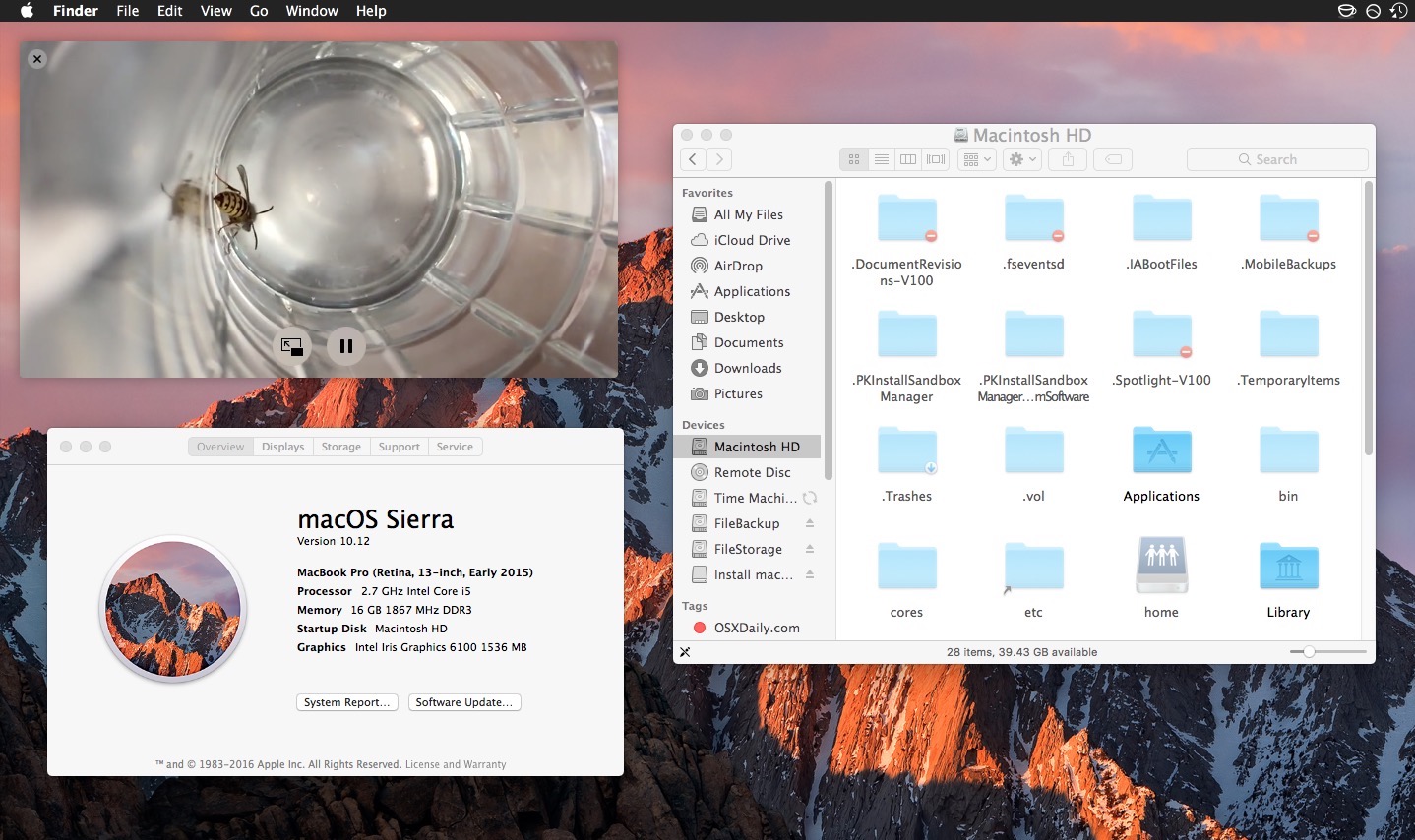 Modo imagen en imagen en macOS Sierra