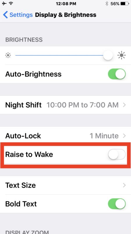 Deshabilitar Levantar para despertar en iPhone