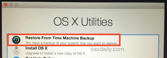 Restaurar una Mac desde Time Machine al arrancar desde Recovery HD