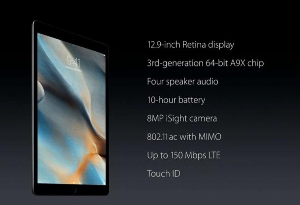 Especificaciones técnicas del iPad Pro