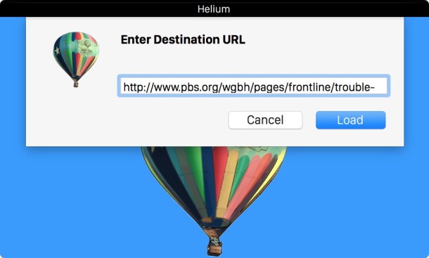 URL de la aplicación Helium en OS X para video PIP