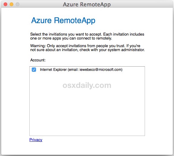 Uso de IE 11 en una Mac con Azure RemoteApp