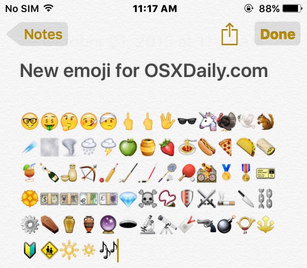 Nuevo emoji en iOS 9.1 y 10.11.1