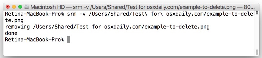 Elimine de forma segura un archivo srm, como Secure Empty Trash en OS X.