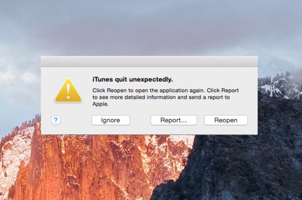 La aplicación eliminó inesperadamente el cuadro de diálogo de informe de fallas en Mac OS X