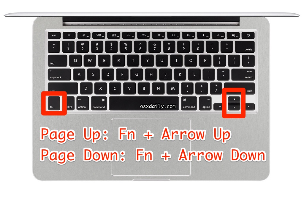 Avanzar y retroceder página en teclados Mac