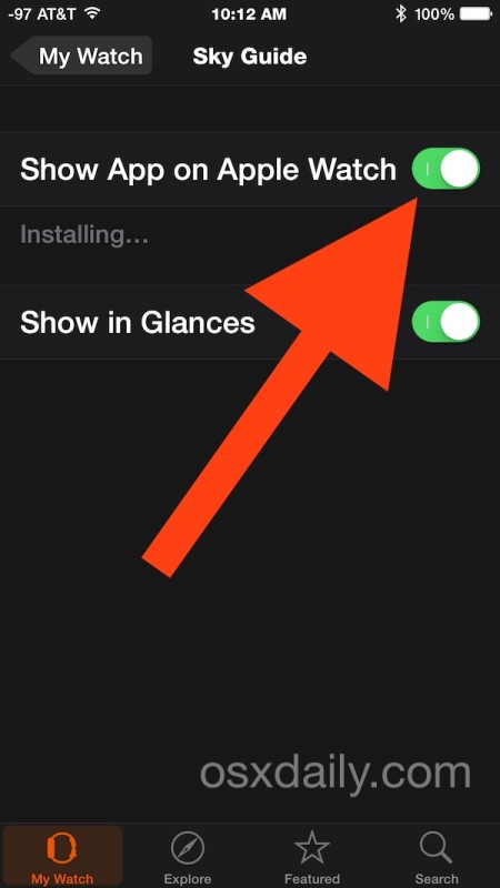 Instale una aplicación en el Apple Watch en el iPhone