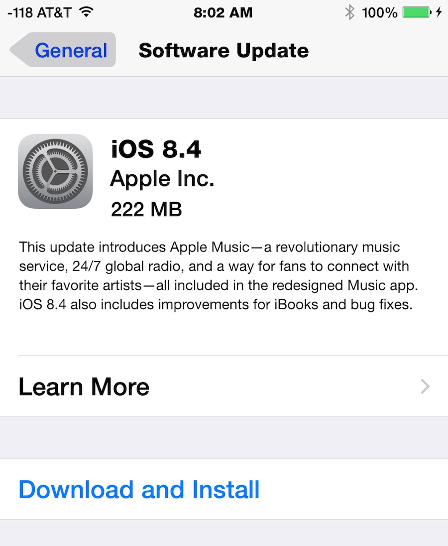 Descargar la actualización de iOS 8.4