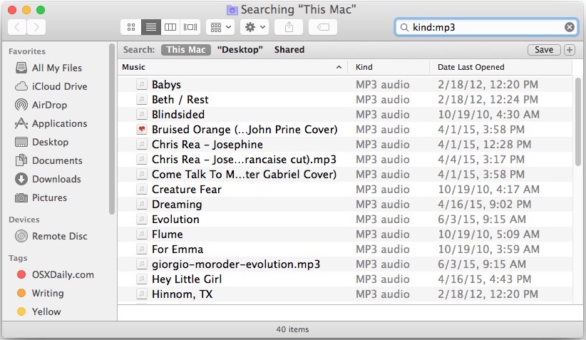 Busque tipos de archivo Mac y formatos de archivo para encontrar coincidencias