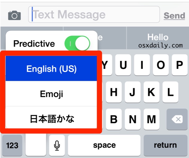 Seleccione el teclado de idioma que desea usar en iOS