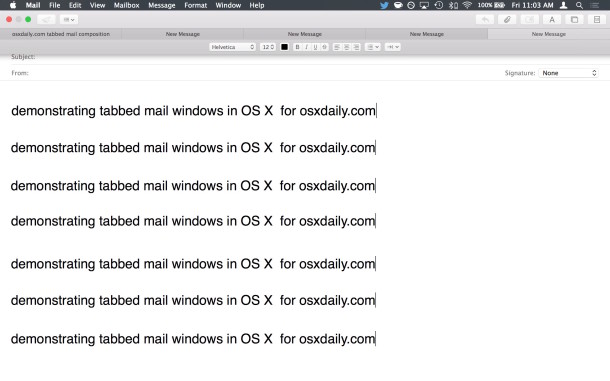Demuestre las pestañas de correo electrónico en Mail para OS X