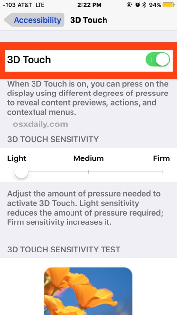 Activar 3D Touch en iPhone