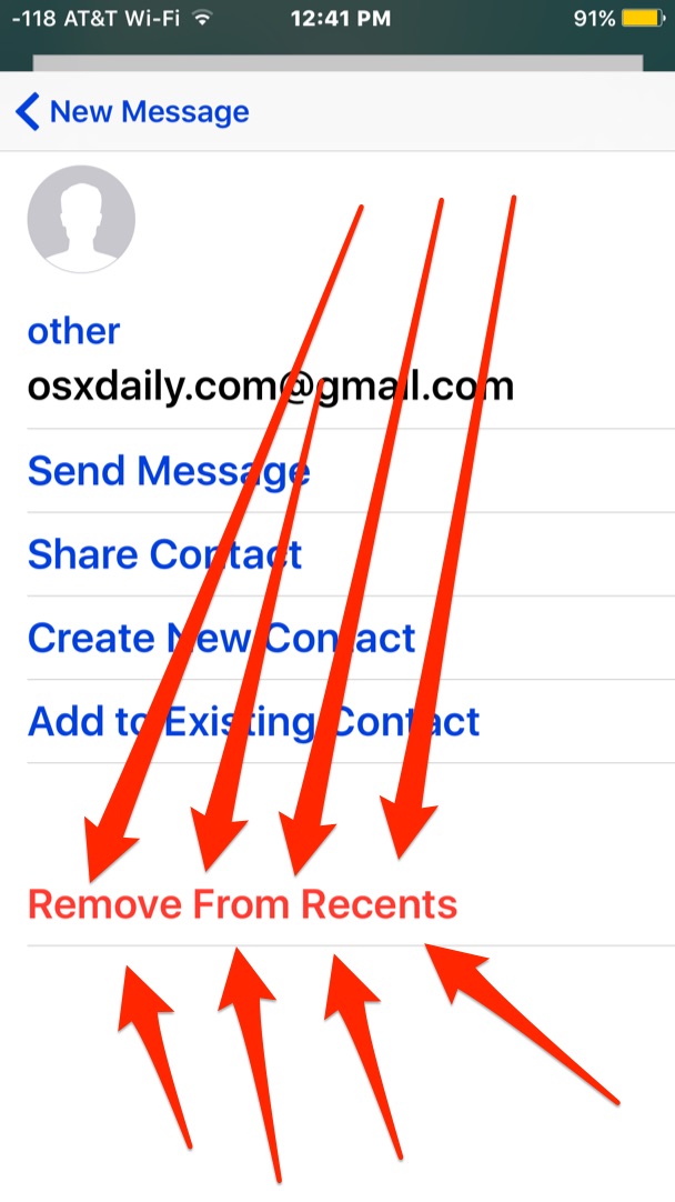 Elimina una dirección de correo electrónico de tu lista de sugerencias de correo de iOS recientes