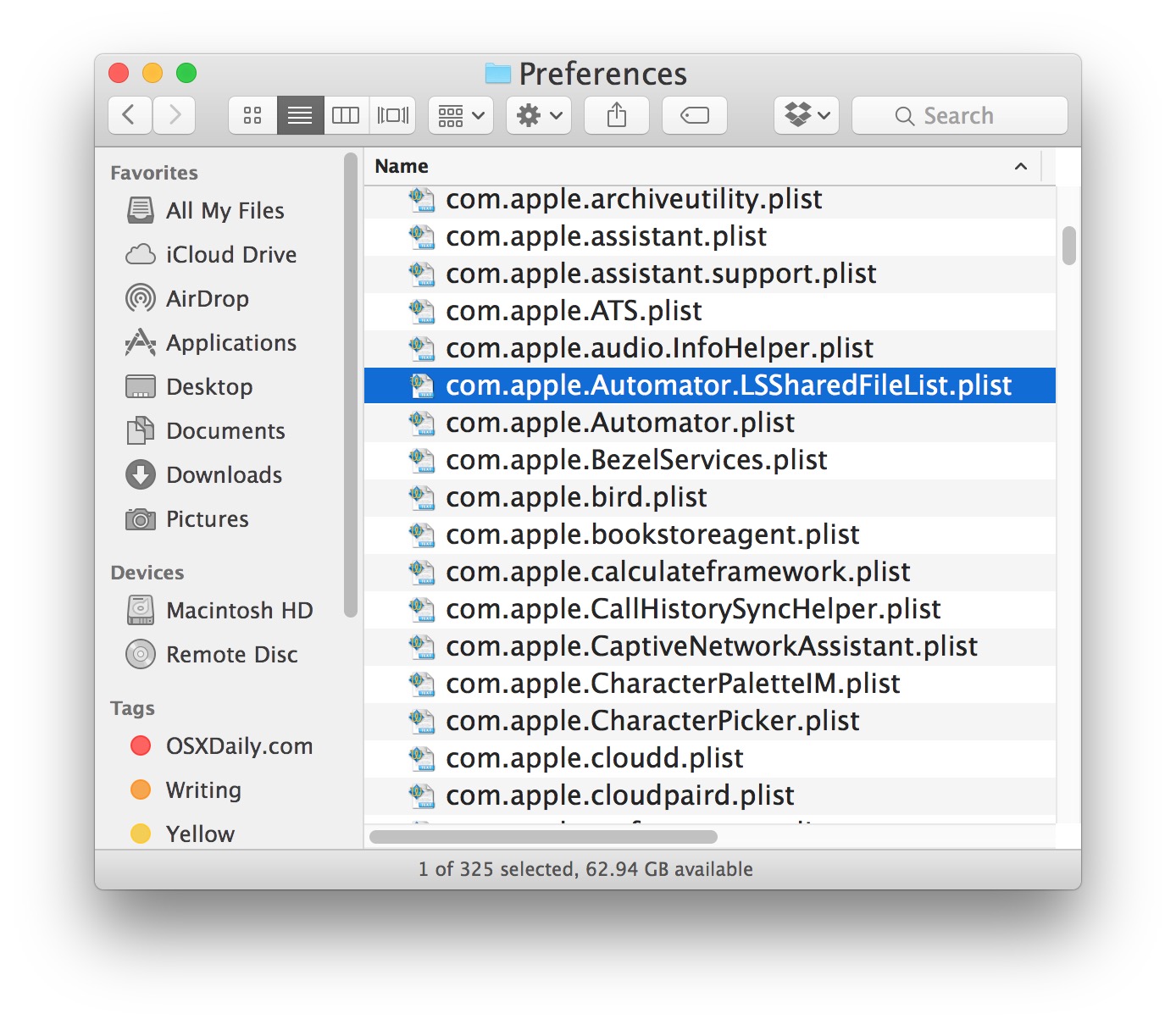 El tamaño de fuente de texto del Finder más grande ha aumentado en Mac OS X.