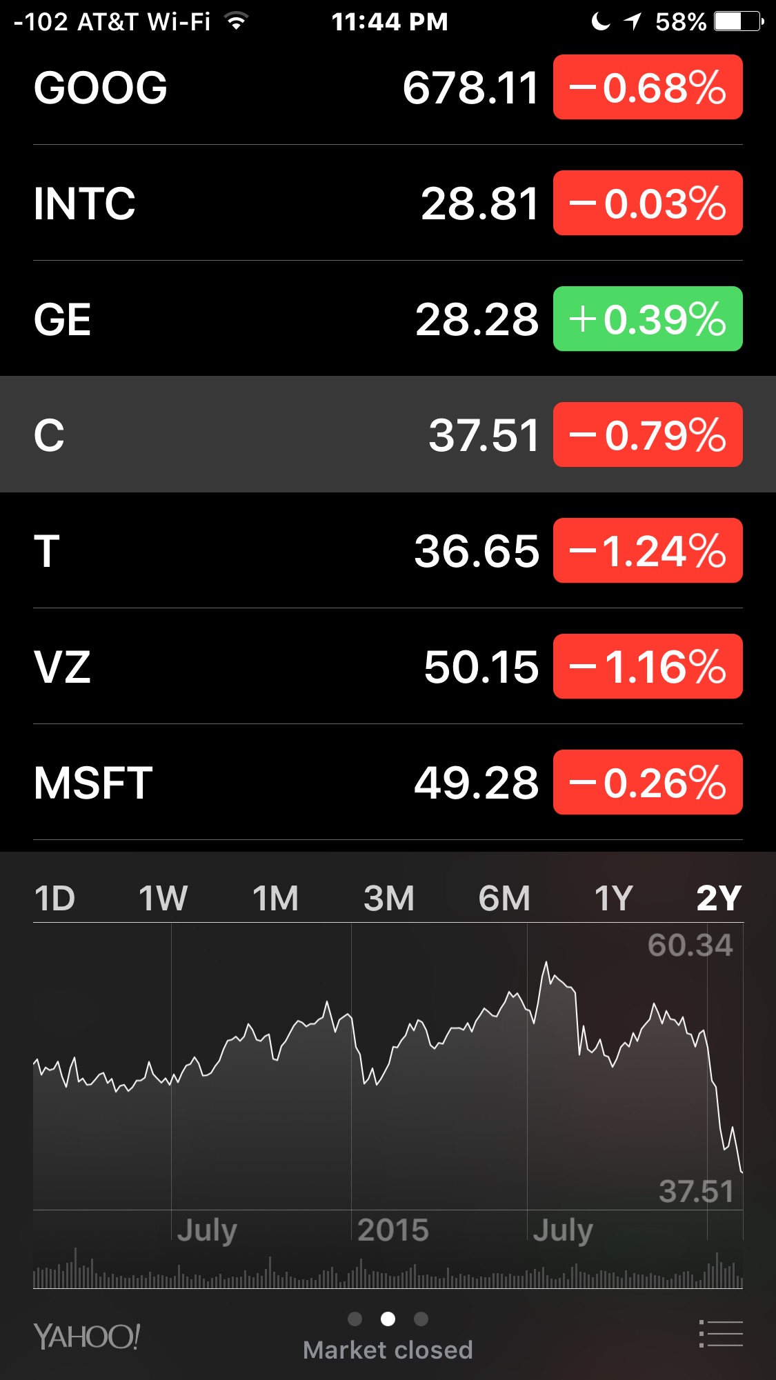 Vea el desempeño de las acciones y el mercado a largo plazo en la aplicación iPhone Stocks