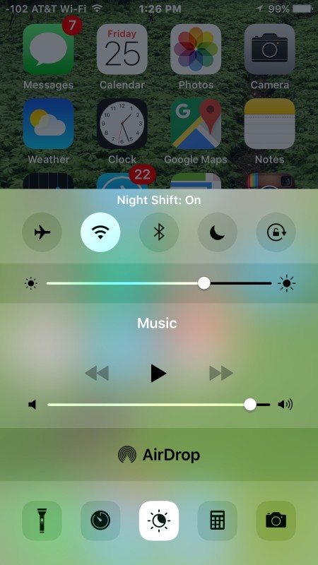 Turno de noche desactivado en iOS