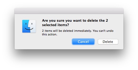Confirme que eliminó inmediatamente un archivo en Mac OS X.