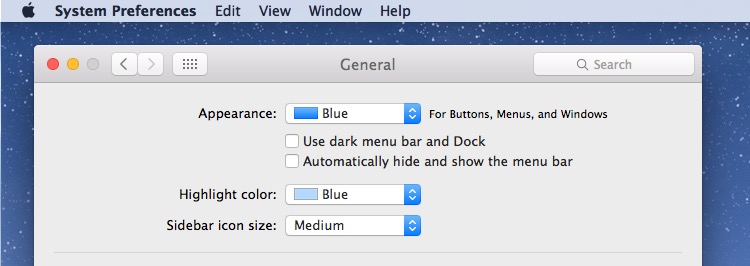 Deshabilite el modo oscuro en OS X para el color del modo de luz predeterminado