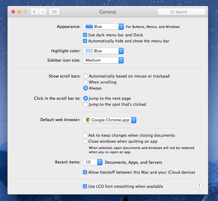 Ocultar y mostrar automáticamente la barra de menú en Mac OS X.