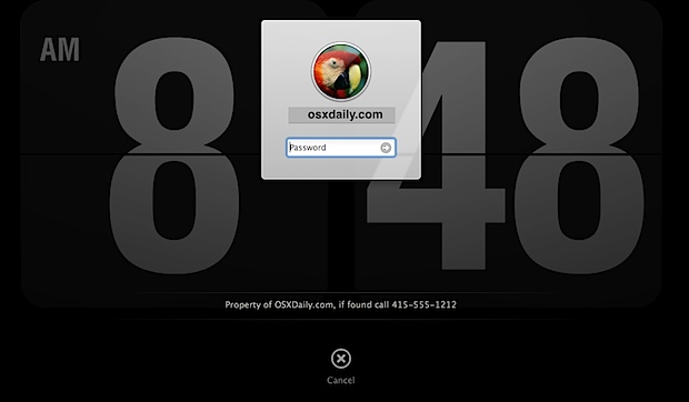 Una captura de pantalla de una pantalla de inicio de sesión de Mac en OS X Mavericks
