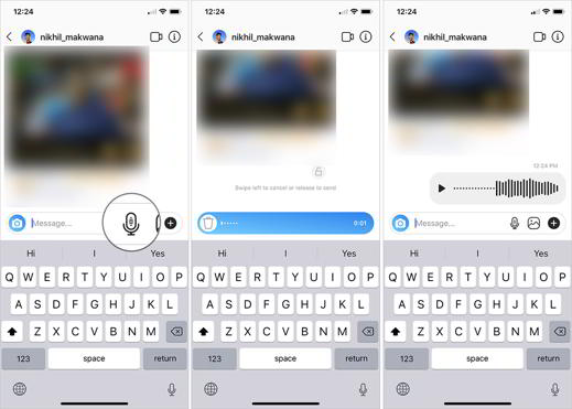 cómo enviar mensajes de voz de Instagram