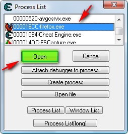 Cheat Engine Abrir Firefox