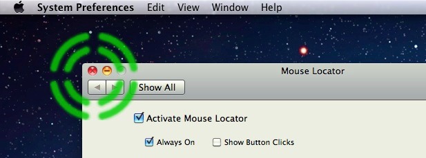 Localizador de mouse para Mac OS X.