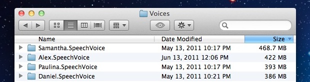 Eliminar voces de OS X Lion