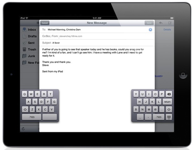 Teclado dividido iOS 5 para iPad