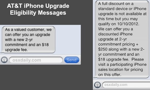 Mensajes de elegibilidad para la actualización de iPhone