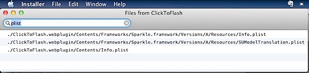 Busque archivos para instalar en Mac OS X.