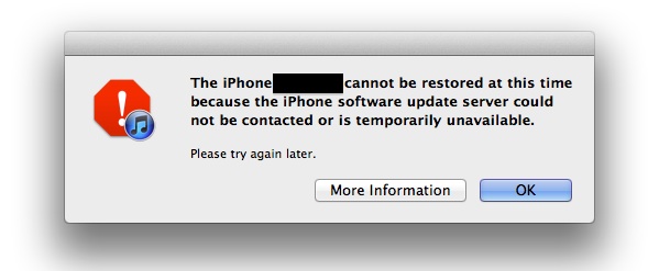 Error del servidor no disponible durante la actualización de iOS 5