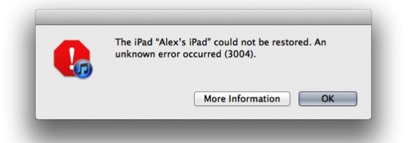 Se produjo un error desconocido al actualizar iOS 5
