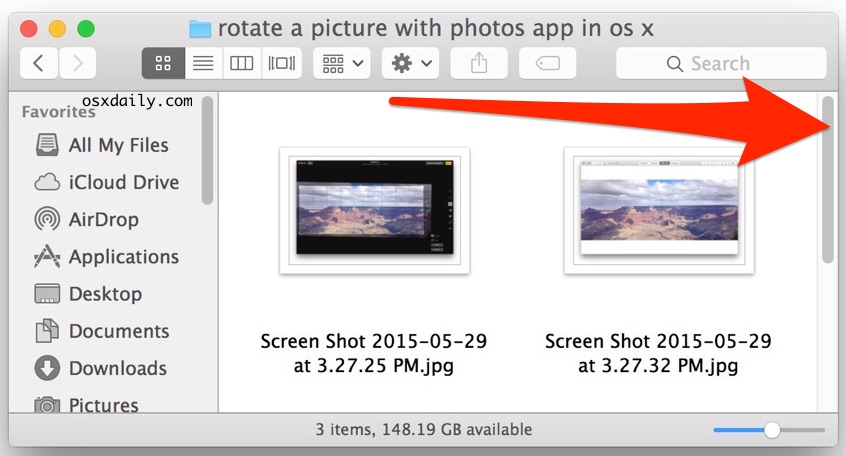 Una barra de desplazamiento visible en Mac OS X.