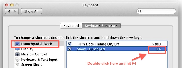 Asignar LaunchPad a F4 en un teclado Mac antiguo