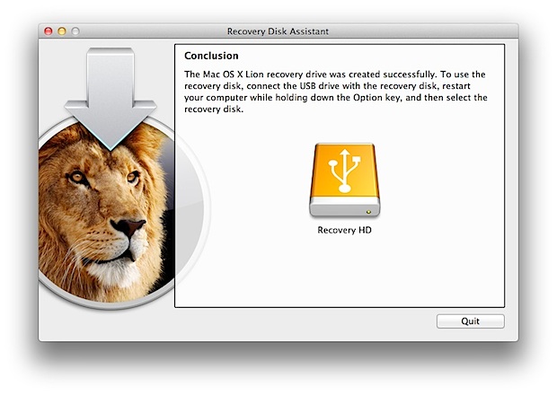 Asistente de disco de recuperación para OS X Lion