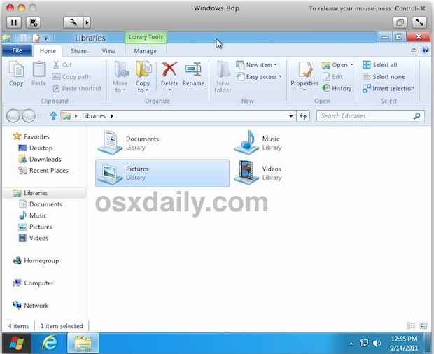Interfaz de usuario de cinta de Windows 8 en VMware