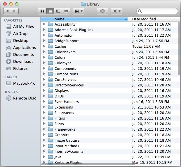 Explorador de archivos Mac OS X Lion