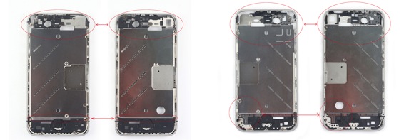 comparación de piezas de iphone 5 vs iphone 4